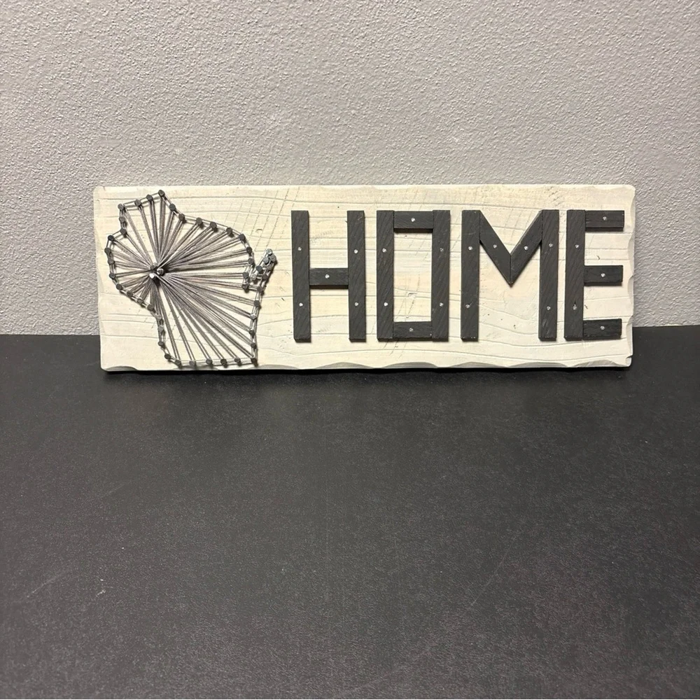 Wisconsin “Home” Wall Decor, Wooden, Gray, 16”x5.5”